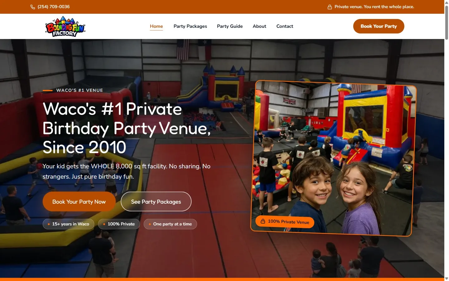 The Bouncing Fun Factory site we built