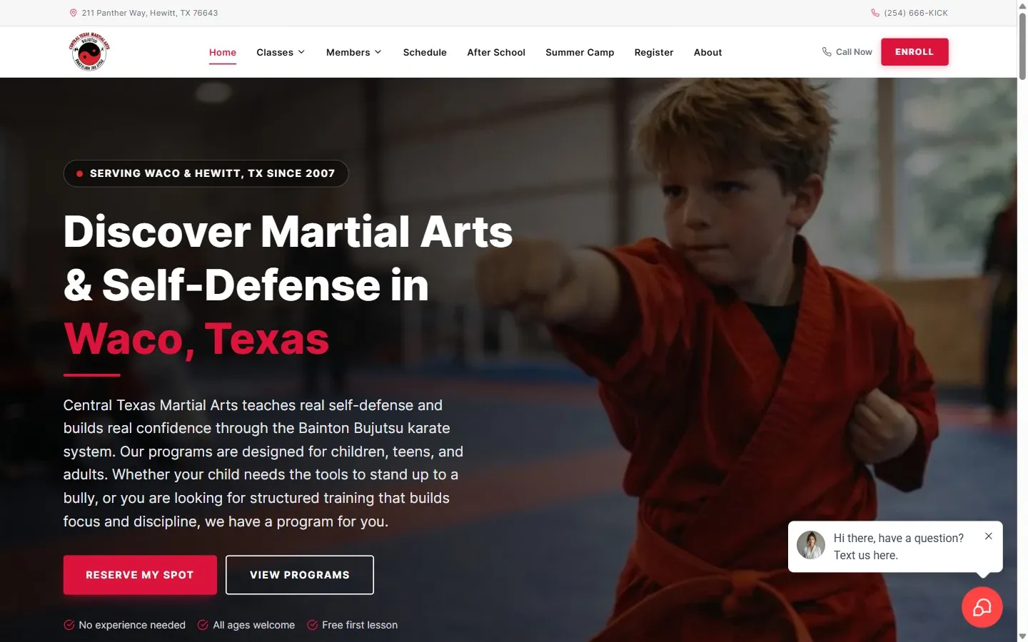 The Central Texas Martial Arts site we built